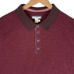 Carbon2Cobalt Triple Texture Polo Mens Large TALL Red Marled Slub Knit Jersey